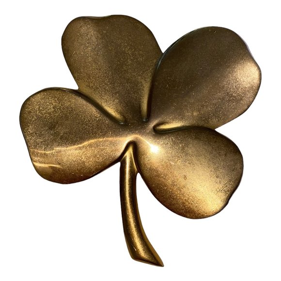 Gerity Four Leaf Clover Shamrock 24K Gold Plated Paperweight Vintage - Picture 1 of 2
